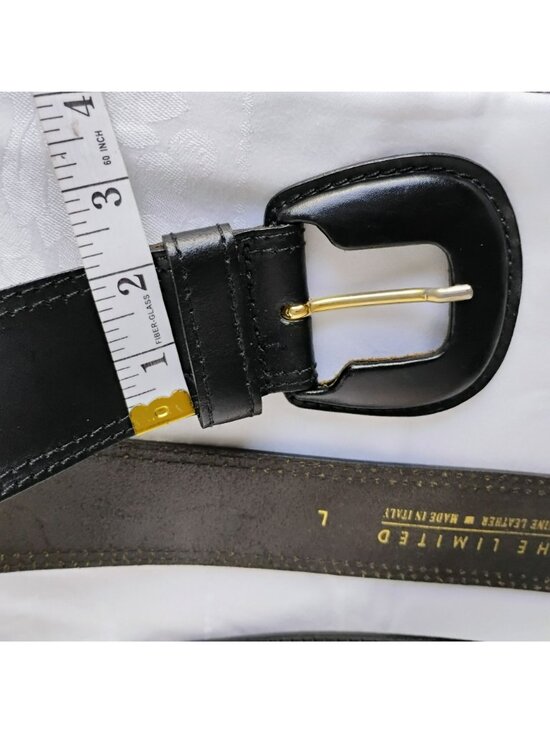 Wide Black Leather Belt Made In Italy by The Limited Size L Vintage 80s 90s